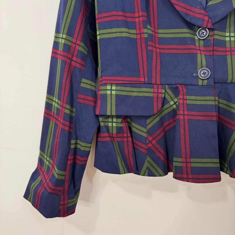 Modcloth X Collectif Blazer Meryl Darling Check Suit Jacket Cotton Blend Size L - Picture 4 of 7